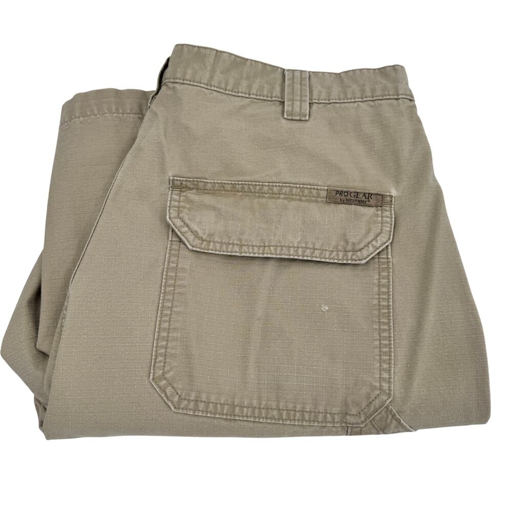 Wrangler Pro Gear Pants Mens 34x32 (34x31 ACTUAL) Khaki Tan Ripstop Utility